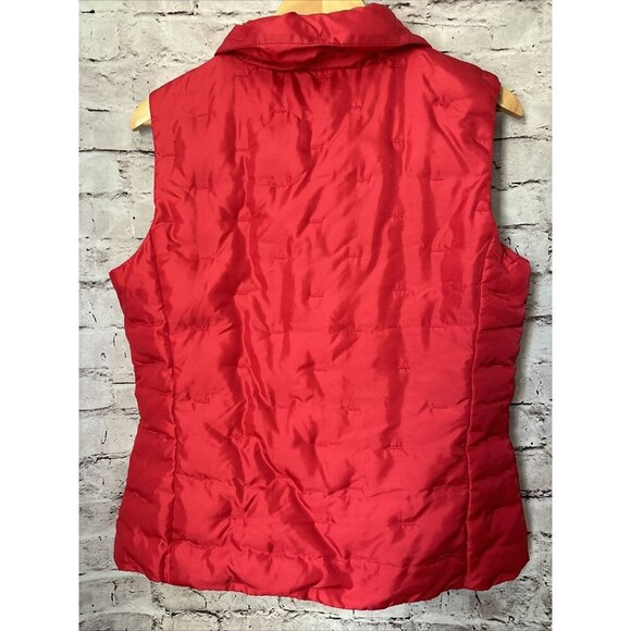 Talbots Red Puffer Goose Down Vest Womens S Zip Snap - Picture 4 of 5